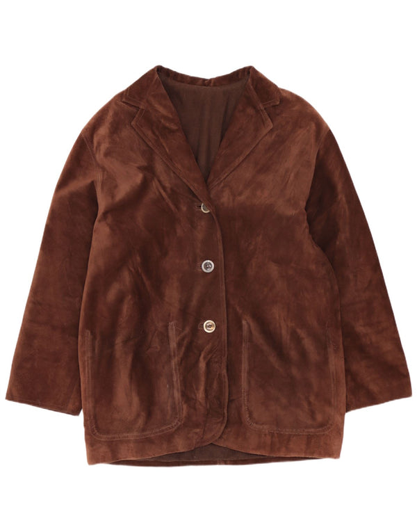 Vintage damska zamszowa kurtka oversize EU 40, średnia brązowa skóra