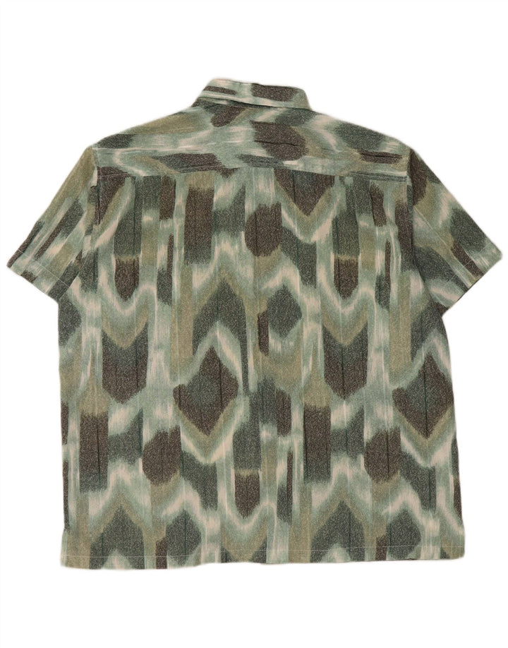 Męska koszula z krótkim rękawem VINTAGE, duża, zielona, geometryczna