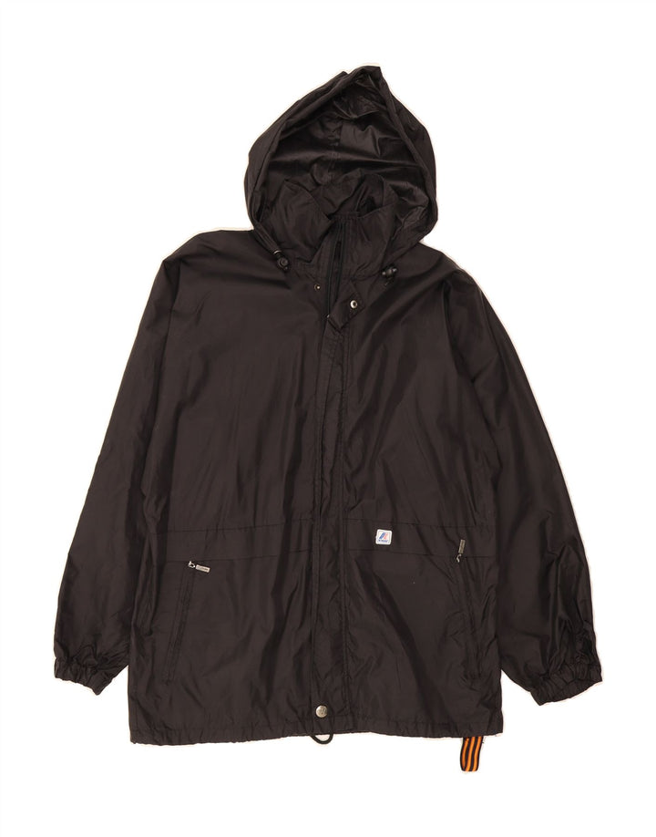 K-WAY Mens Hooded Rain Jacket UK 36 Small Black Polyamide Vintage K-Way and Second-Hand K-Way from Messina Hembry 