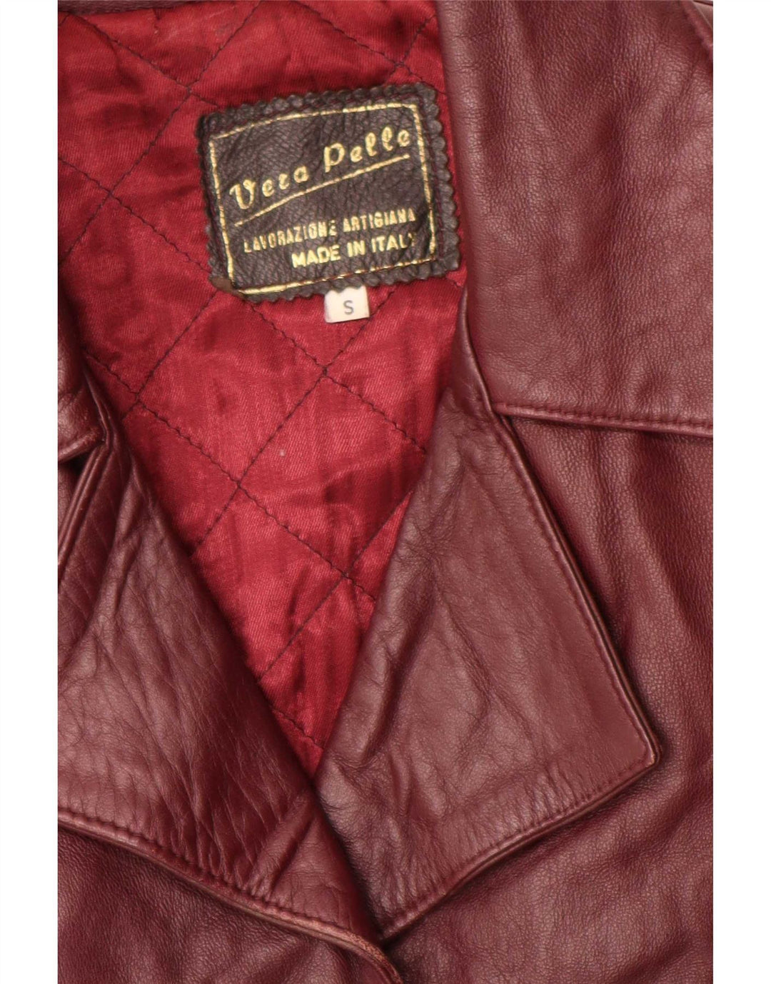 Vintage damska marynarka skórzana zapinana na 4 guziki UK 10 Small Burgundy