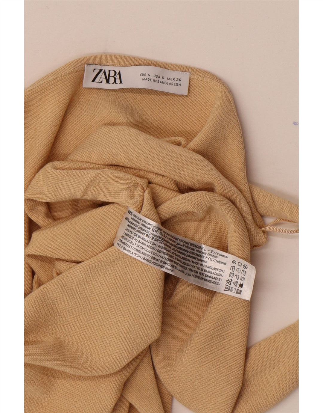 Damski top Zara Crop Top UK 8 Small Beżowa Wiskoza
