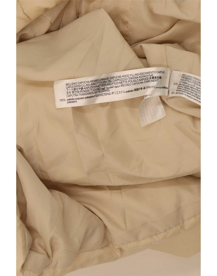 Damski płaszcz z kapturem, oversize, wyściełany Zara UK 6 XS, beżowy poliester
