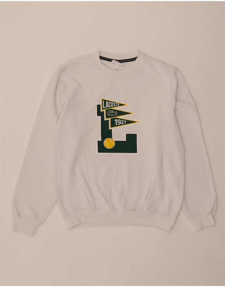 Lacoste Męska bluza z grafiką, rozmiar 3, mała, biała, bawełniana