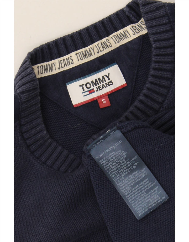 TOMMY HILFIGER Mens Graphic Crew Neck Jumper Sweater Small Navy Blue