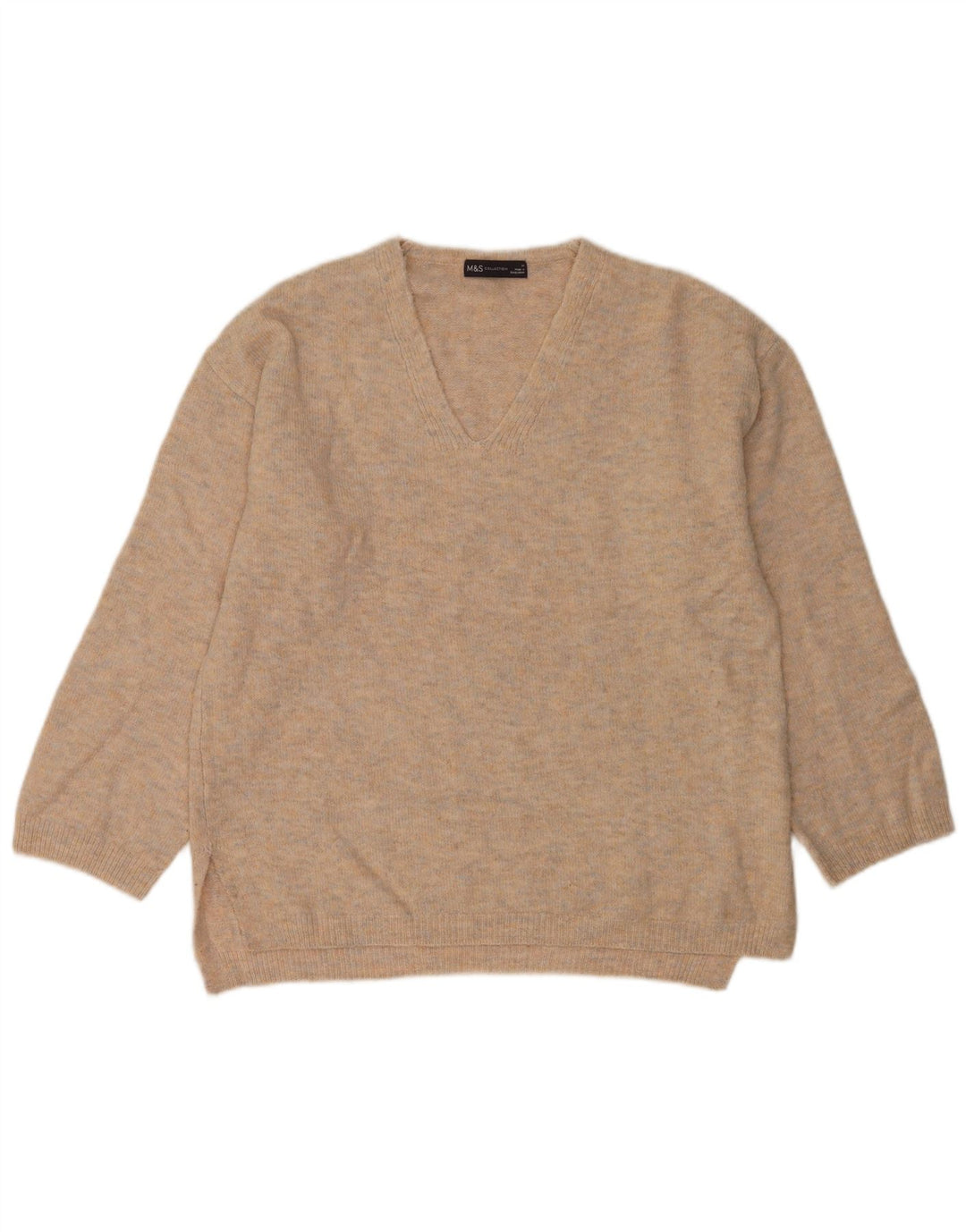 Marks & Spencer Damski sweter z dekoltem w kształcie litery V, UK 14, średni szary, nakrapiany
