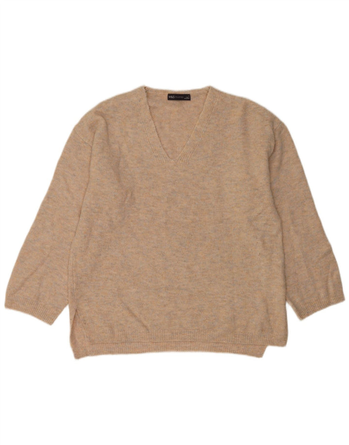 Marks & Spencer Damski sweter z dekoltem w kształcie litery V, UK 14, średni szary, nakrapiany