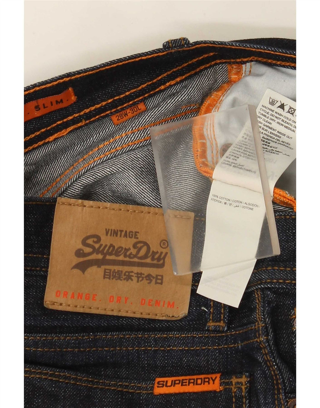 Męskie jeansy Superdry Slim W28 L30 Granatowa bawełna