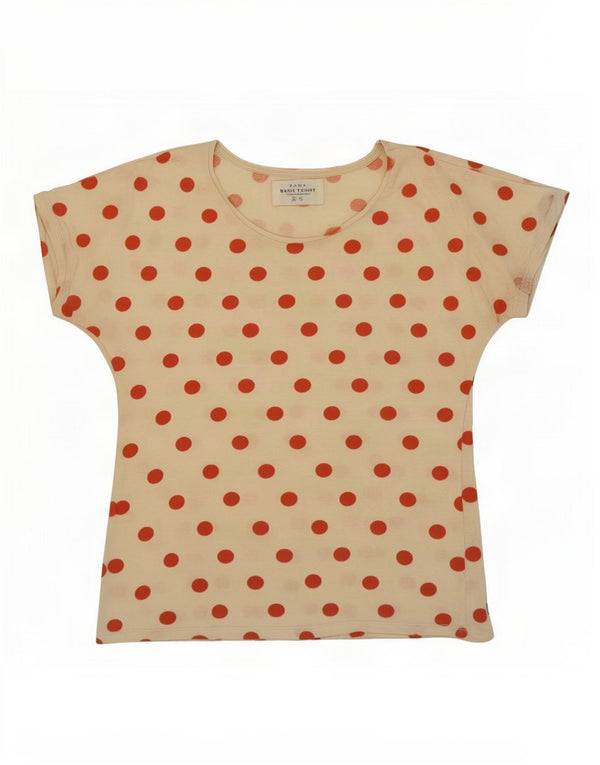 T-shirt damski Zara Top UK 12 Medium Off White w kropki
