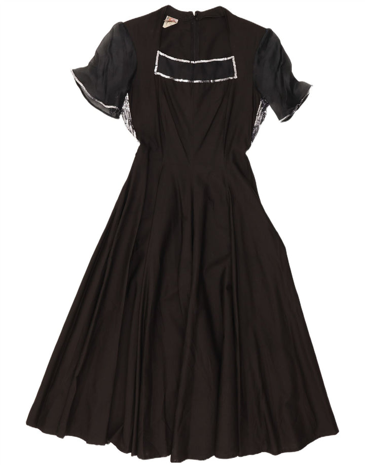 STEFANEL Damska Sukienka Maxi UK 12 Średnia Czarna Bawełna