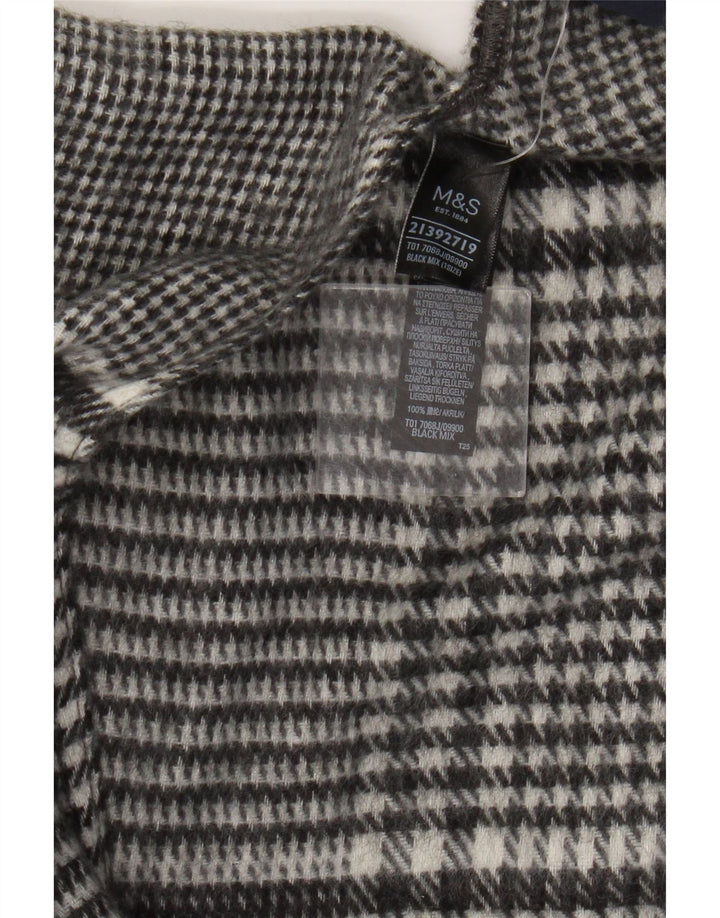 Marks & Spencer Damski sweter rozpinany Cape w jednym rozmiarze, czarny w pepitkę