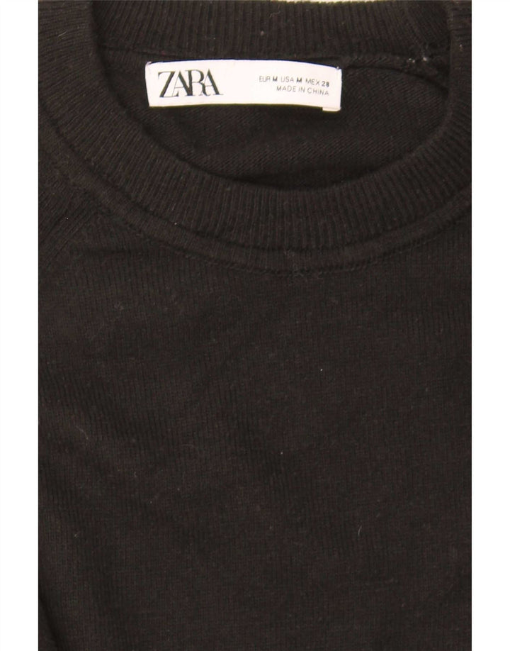 Damski sweter Zara Crop Oversize z okrągłym dekoltem UK 14 Średni czarny