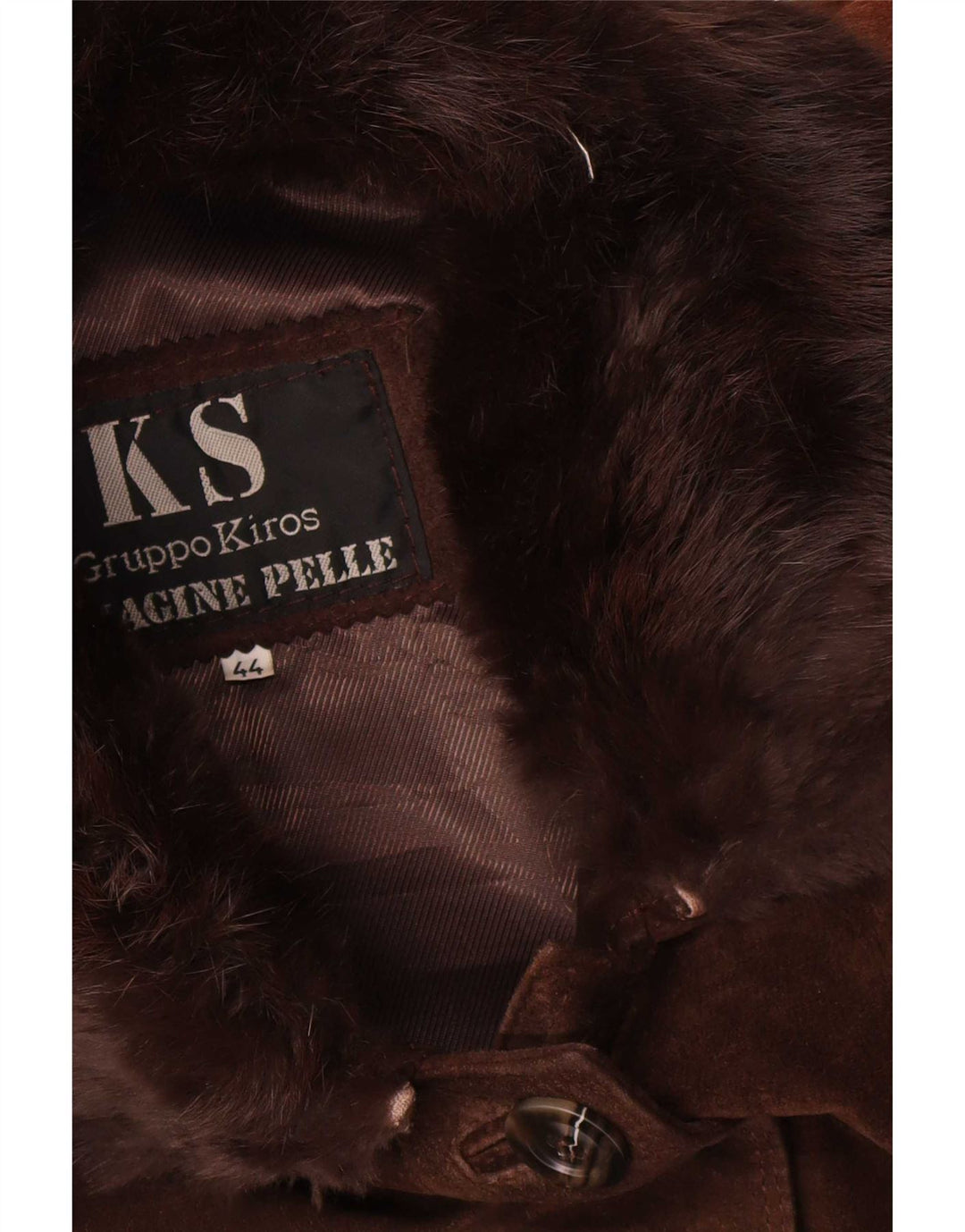 Vintage damski zamszowy płaszcz oversize IT 44 średnio brązowa skóra