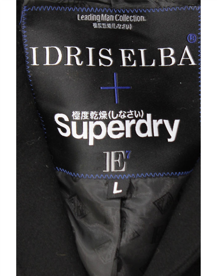 SUPERDRY Płaszcz męski UK 40, duży, czarny, wełniany