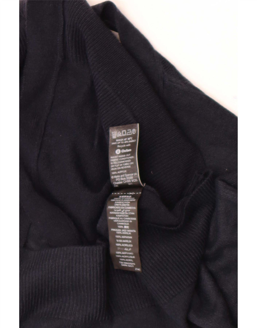 Marks & Spencer Damski sweter typu Crop Cardigan UK 12 Średni granatowy akryl