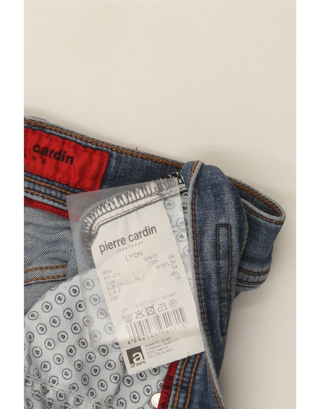 Męskie proste dżinsy Pierre Cardin W38 L32 Niebieskie bawełniane