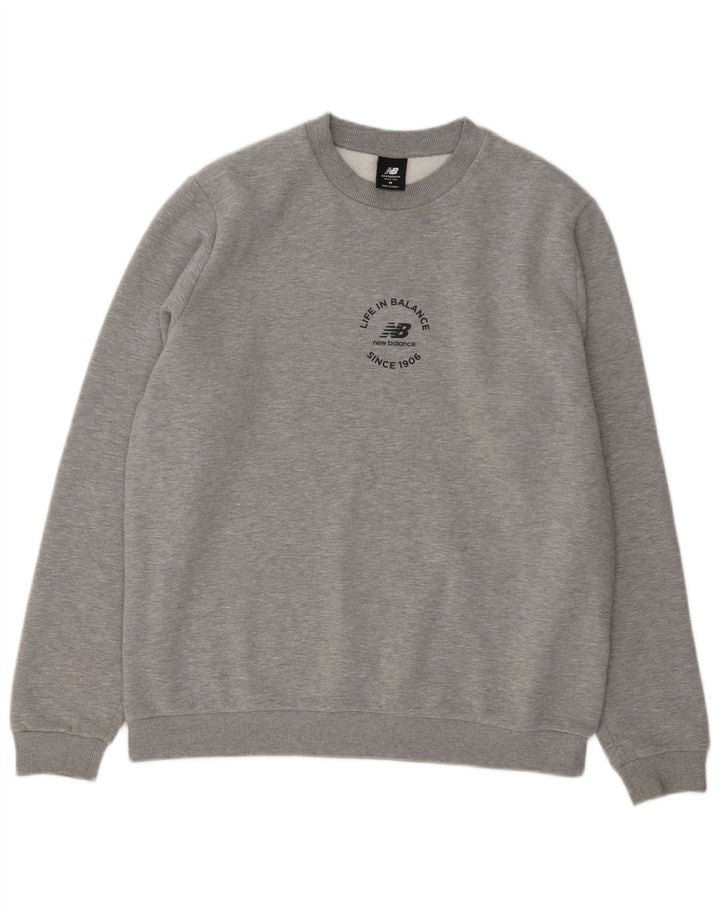 Męski sweter New Balance, średnioszary, bawełniany