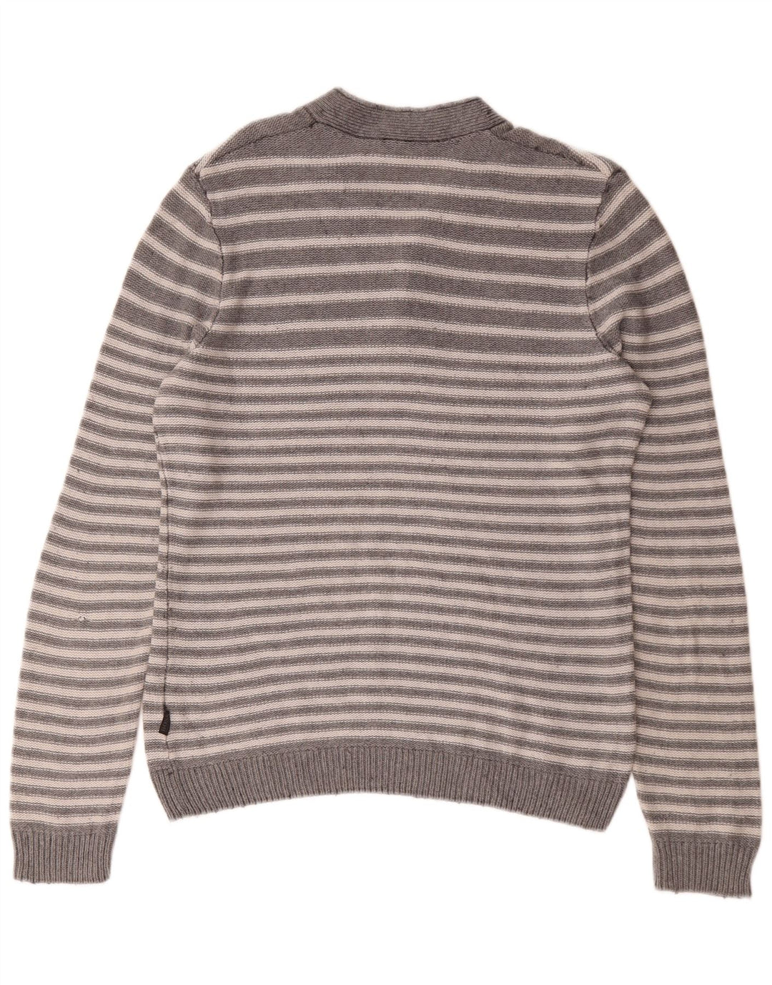 Męski sweter Hugo Boss z dekoltem w kształcie litery V, małe, szare, bawełniane paski