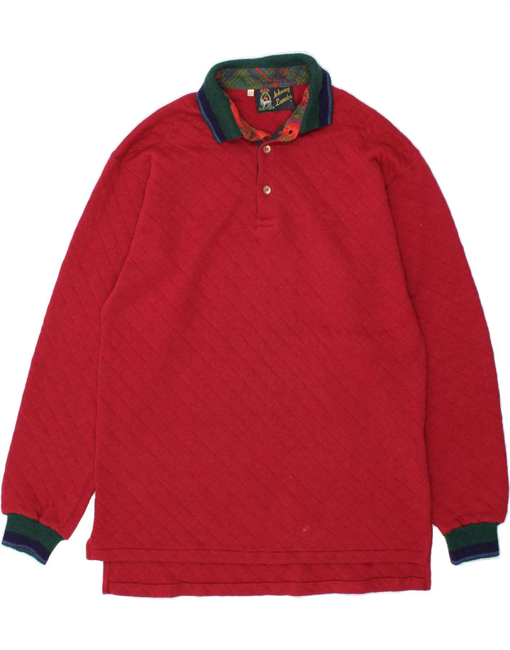 JOHNNY LAMBS Mens Polo Neck Jumper Sweater IT 50 Medium Red Argyle/Diamond Vintage Johnny Lambs and Second-Hand Johnny Lambs from Messina Hembry 