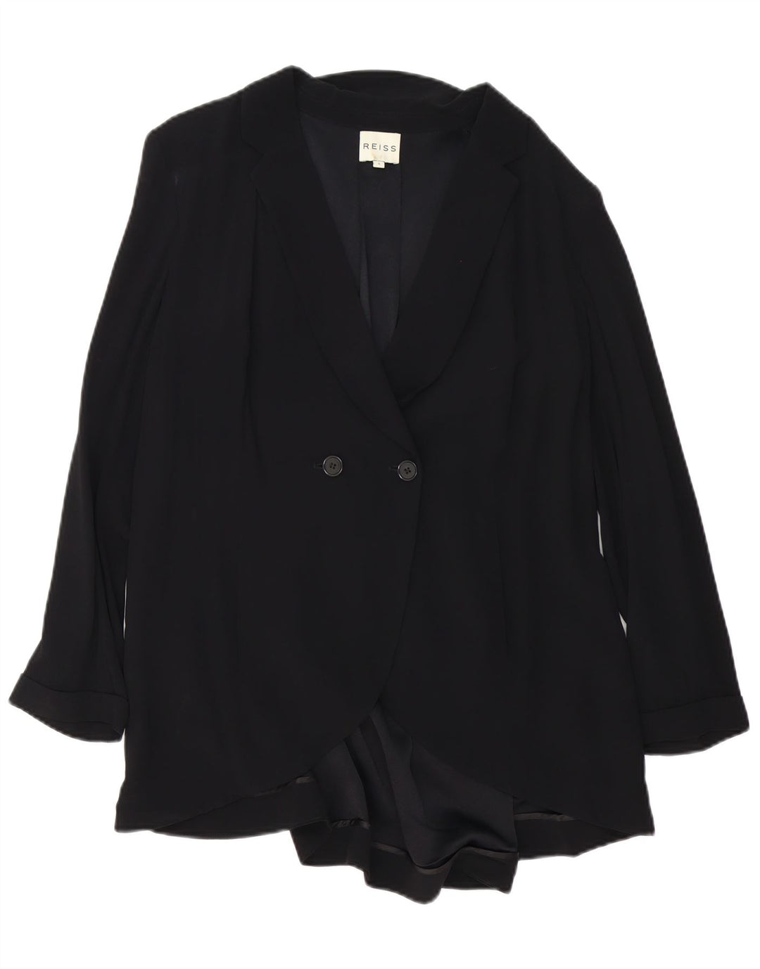 Damski płaszcz oversize z podwójnymi piersiami Reiss UK 10 Small, czarna wiskoza