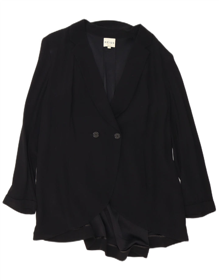 Damski płaszcz oversize z podwójnymi piersiami Reiss UK 10 Small, czarna wiskoza