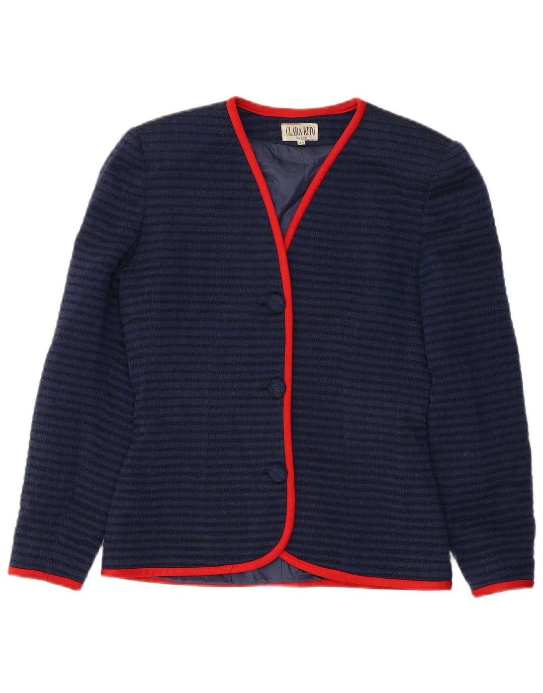 Damska marynarka VINTAGE zapinana na 3 guziki IT 44 w średnie granatowe paski