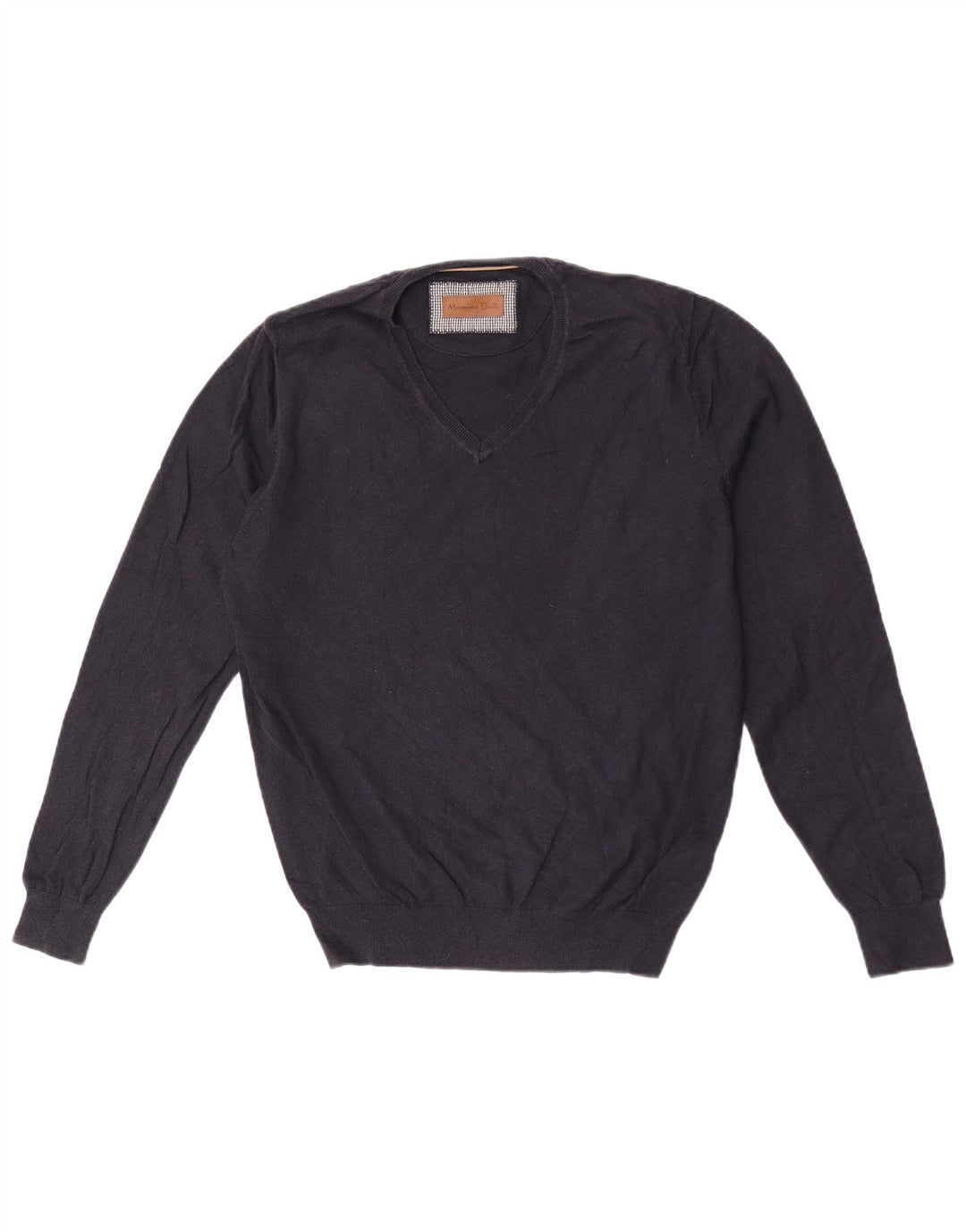 Męski sweter Massimo Dutti z dekoltem w kształcie litery V, średni granatowy, bawełniany