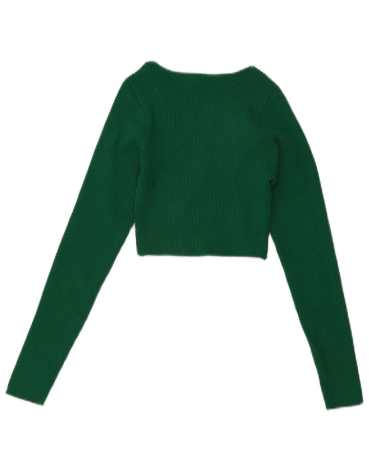 Damski krótki top z długim rękawem Zara UK 8 Small Green