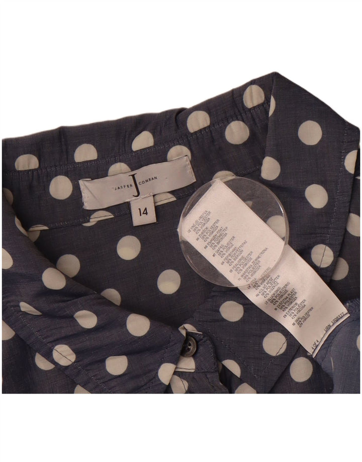JASPER CONRAN Womens Maxi Dress UK 14 Medium Navy Blue Polka Dot