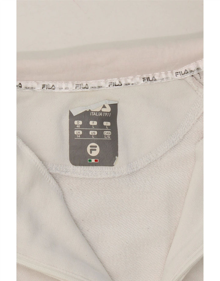 FILA Womens Tracksuit Top Jacket UK 14 Large White Cotton Vintage Fila and Second-Hand Fila from Messina Hembry 
