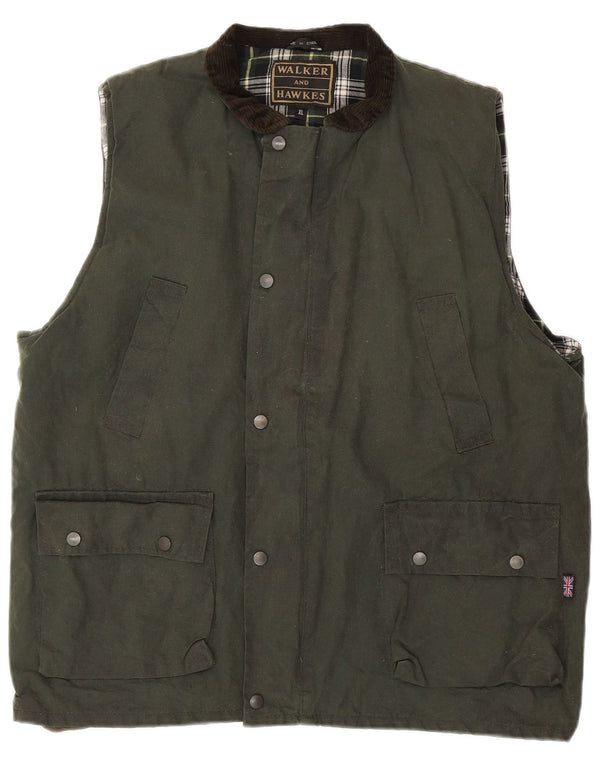 Męska kamizelka Walker and Hawkes z woskowanej bawełny UK 42 XL w kolorze khaki