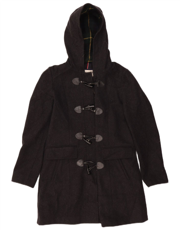 Damski płaszcz z kapturem Tommy Hilfiger UK 10 Small, szara wełna