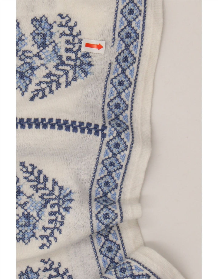 Damska bluzka MONSOON UK 16, duża, z lnu w kwiaty w kolorze złamanej bieli