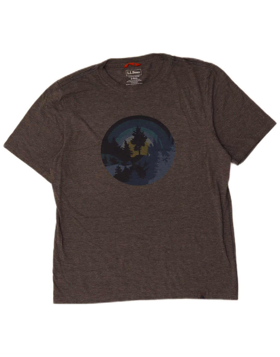 L.L.BEAN Męski lekko dopasowany T-shirt z grafiką, mały, szary nakrapiany