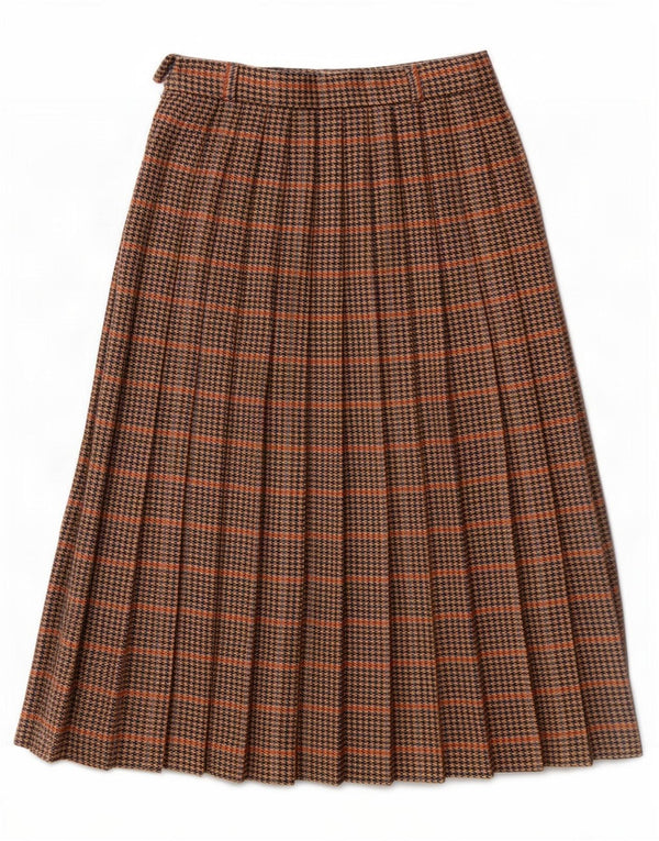 Damska plisowana spódnica Avoca Medium W28 Brązowa pepitka, nowa wełna