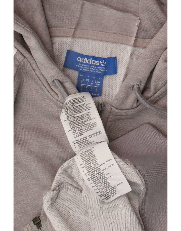 Adidas Męski sweter z kapturem i zamkiem błyskawicznym, mały, szary poliester