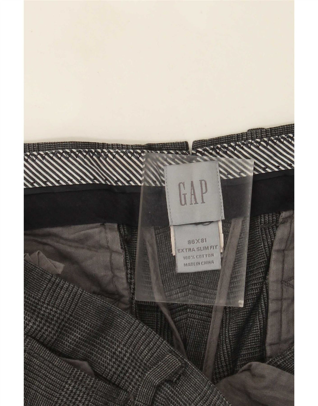 Męskie spodnie chino Gap Extra Sim Fit W34 L32 Szara bawełniana krata