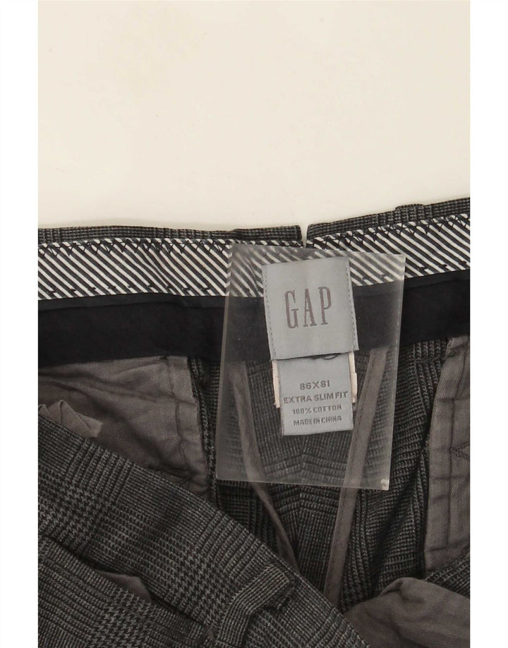 Męskie spodnie chino Gap Extra Sim Fit W34 L32 Szara bawełniana krata
