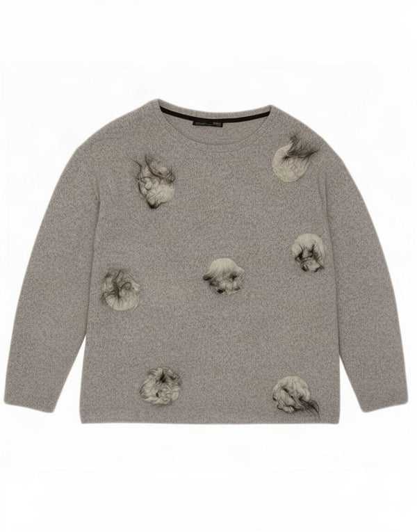 Sweter damski Zara z dekoltem w łódkę UK 10, mały, szary nakrapiany