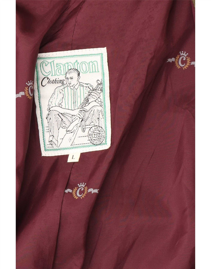 Vintage męska marynarka zapinana na 2 guziki UK 40, duża, khaki, pepitka