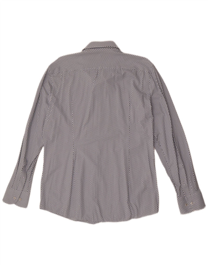 Męska koszula slim fit Hugo Boss, rozmiar 41 16, duża, niebieska, geometryczna poliamid