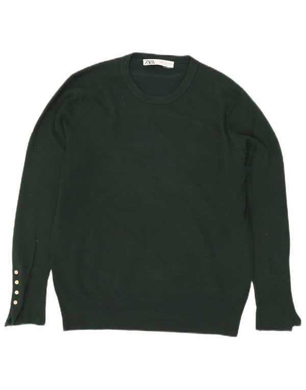 Damski sweter z okrągłym dekoltem Zara UK 18 XL Zielona wiskoza