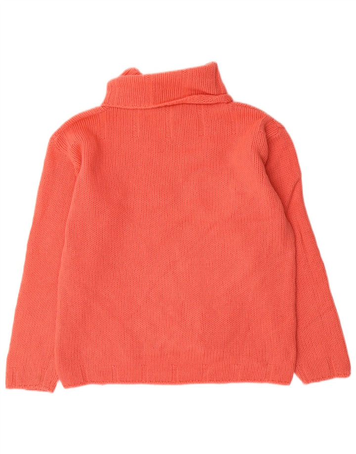 Damski sweter z golfem Laura Berlucchi UK 16, duży, różowy, z owczej wełny