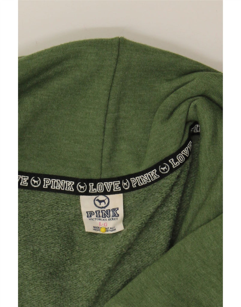 VICTORIAS SECRET Womens Pink Graphic Zip Hoodie Sweater UK 16 Large Green Vintage Victorias Secret and Second-Hand Victorias Secret from Messina Hembry 