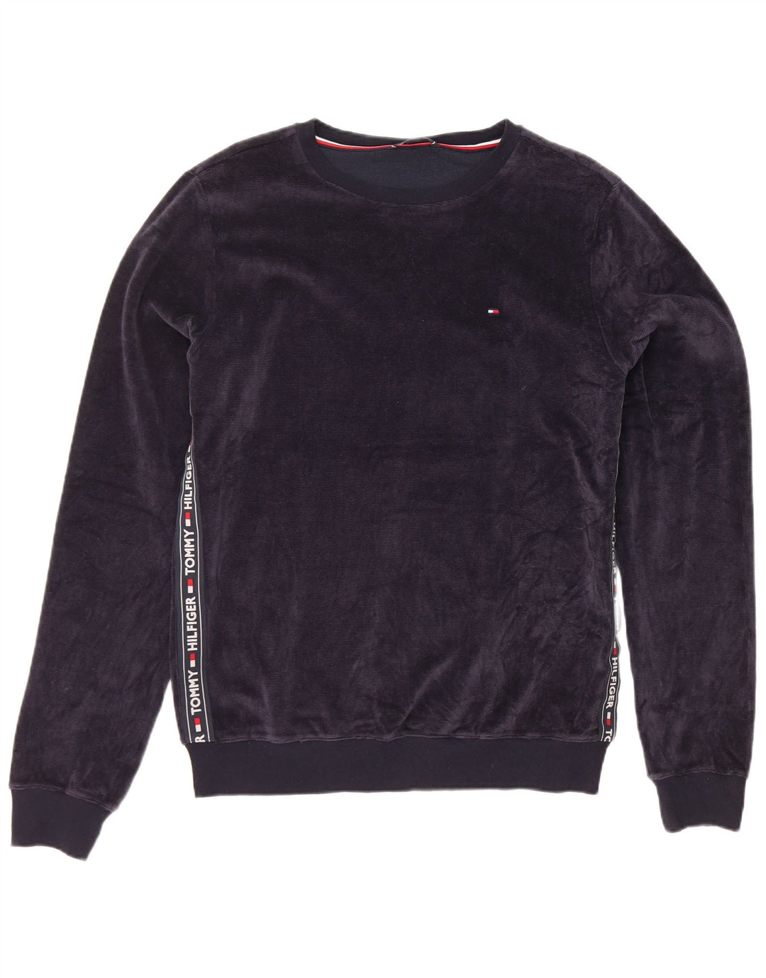 Męski sweter welurowy z grafiką Tommy Hilfiger, średni granat