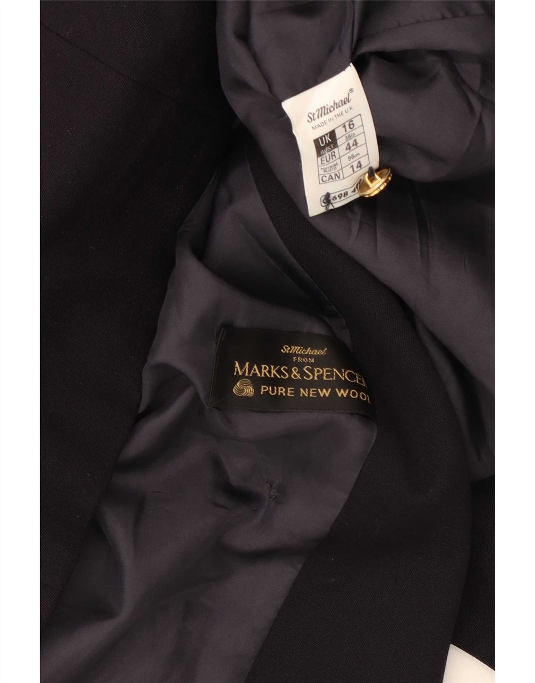 Marks & Spencer Damska marynarka dwurzędowa UK 16, duża, granatowa