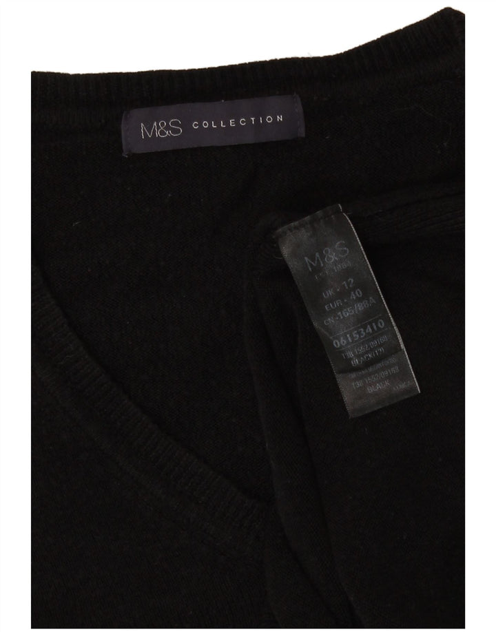 Marks & Spencer Damski sweter z dekoltem w kształcie litery V, UK 12, średni czarny akryl
