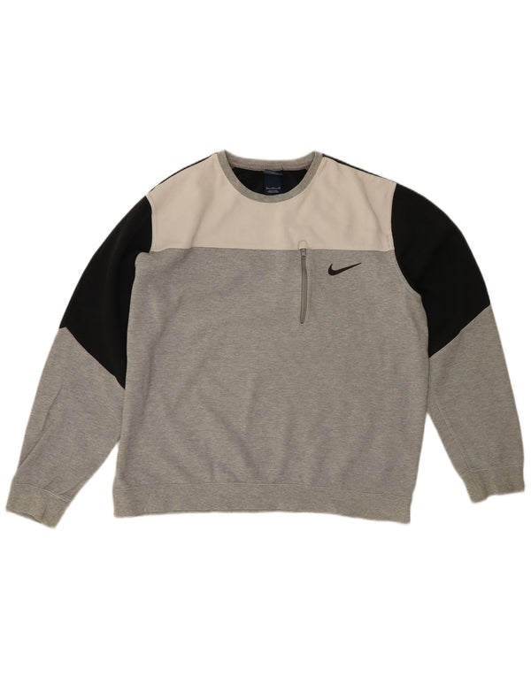 Męska bluza dresowa NIKE XL, szara, bawełniana z blokami kolorów