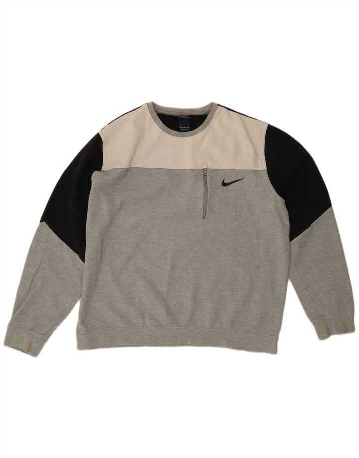 Męska bluza dresowa NIKE XL, szara, bawełniana z blokami kolorów