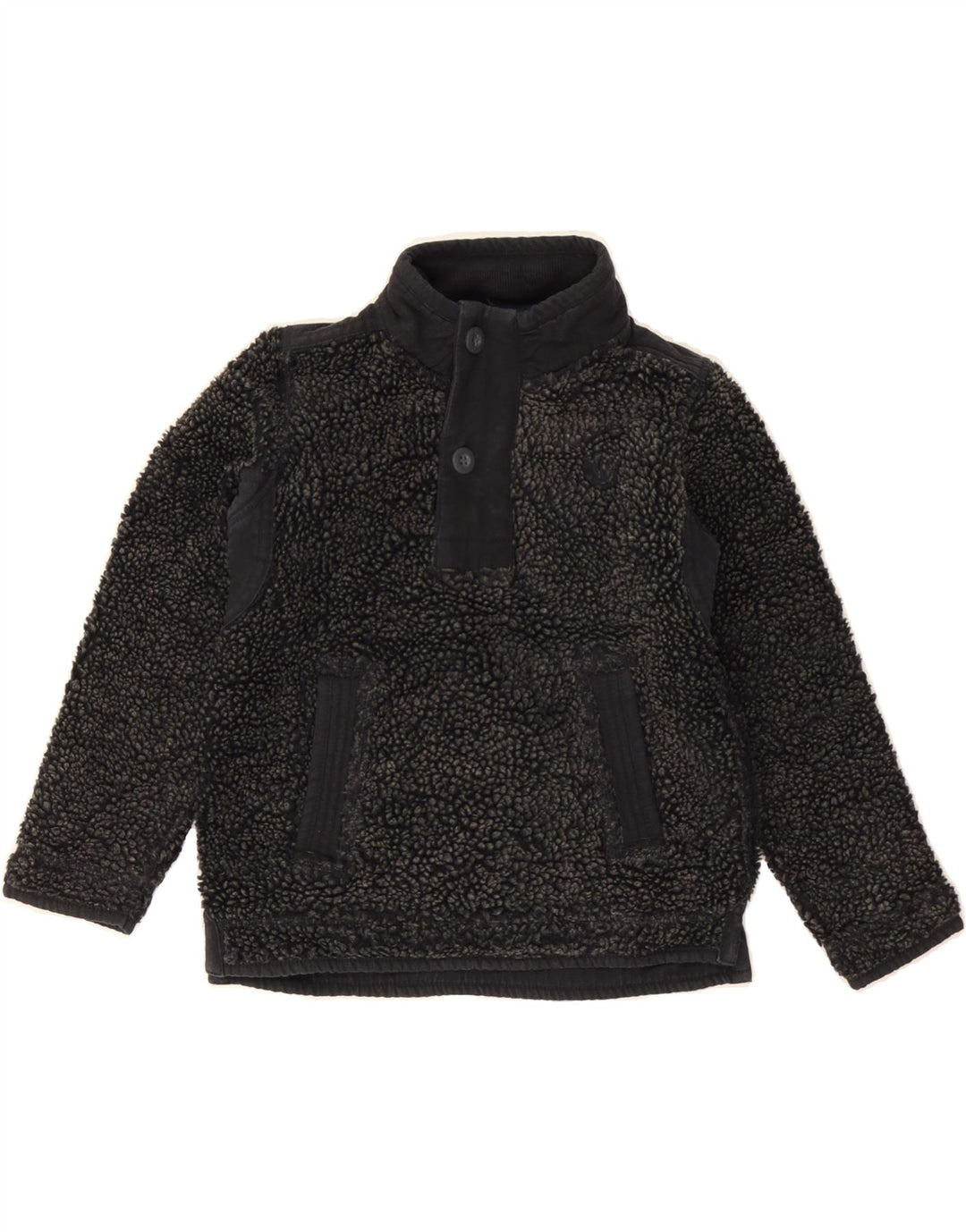 FAT FACE Boys Button Neck Fleece Jumper 6-7 Years Navy Blue Polyester Vintage Fat Face and Second-Hand Fat Face from Messina Hembry 