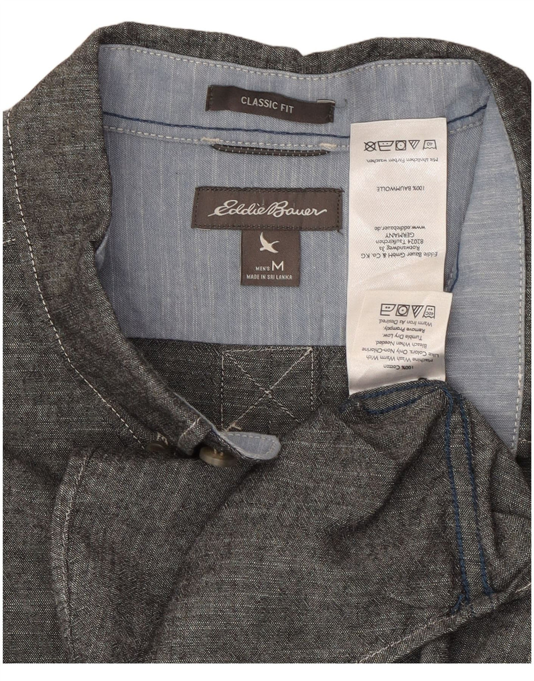Koszula męska EDDIE BAUER o klasycznym kroju, średnioszara, bawełniana